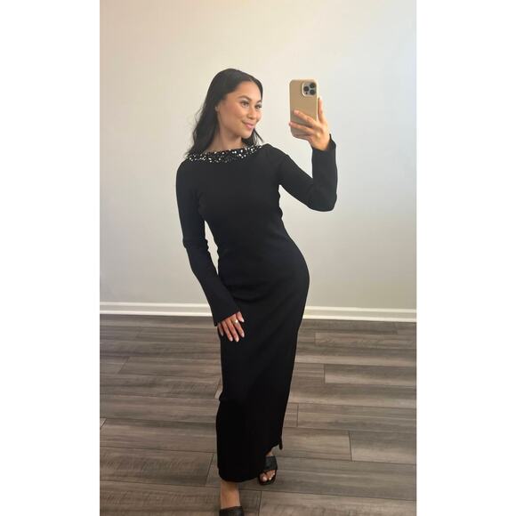 cult gaia Dresses & Skirts - Cult Gaia Eleanora Embellished Midi Dress in Black Size XS Knit Beaded Backless